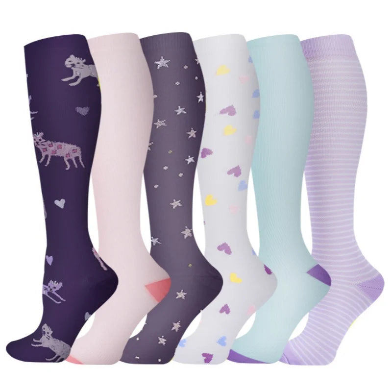 3/6Pairs Compression Socks Outdoor Sports Riding Compress Stretch Stockings Nurse Calf Pressure Leg Socks Swollen Varicose Veins