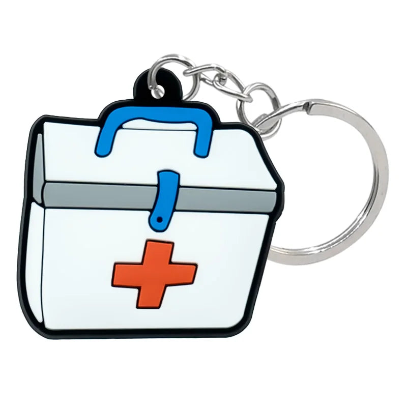 1PCS PVC Rubber Hot Keychain for nurses New Design Medicine Style Heart & Brain Car Key Pendant Cute Bag Ornament Gift