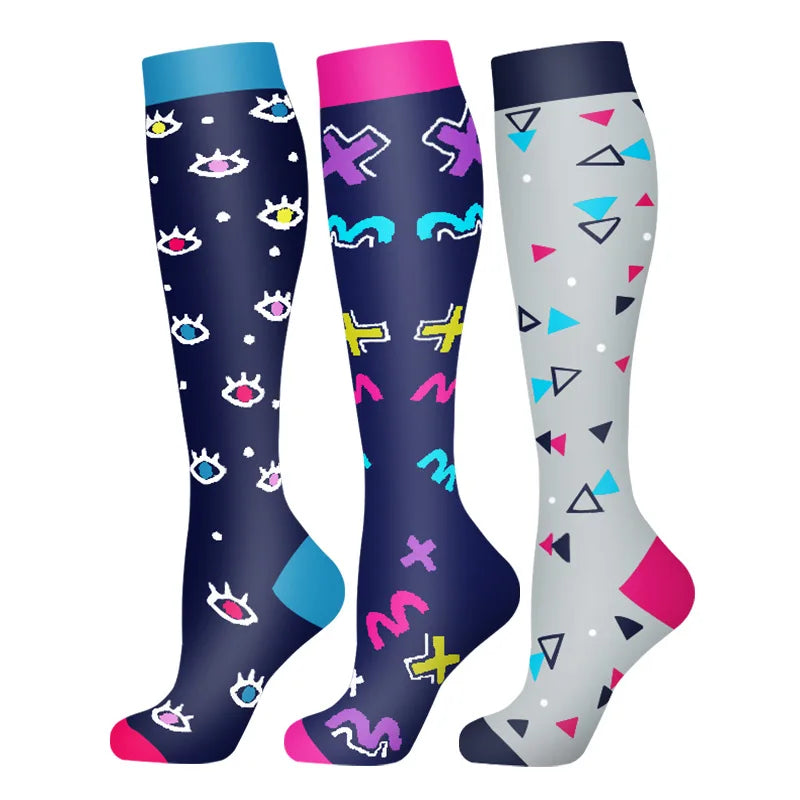 3/6Pairs Compression Socks Outdoor Sports Riding Compress Stretch Stockings Nurse Calf Pressure Leg Socks Swollen Varicose Veins