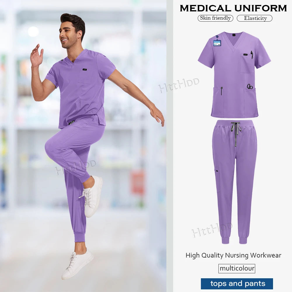 Niaahinn Uniforms High Quality Medical Nursing Scrub Unisex Pet Beauty Dental Clinic Nurses Uniform Multicolour Mens Scrubs Sets