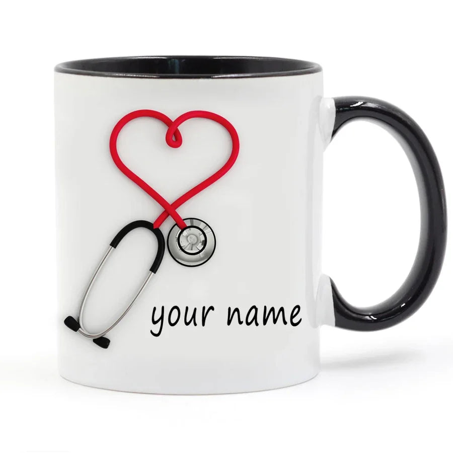 2024 Doctors Gift Hospital Customization Stethoscope Funny and Unique Ceramic Coffee Cup Mug Mugs Coffee Cups Unusual Tea Cup