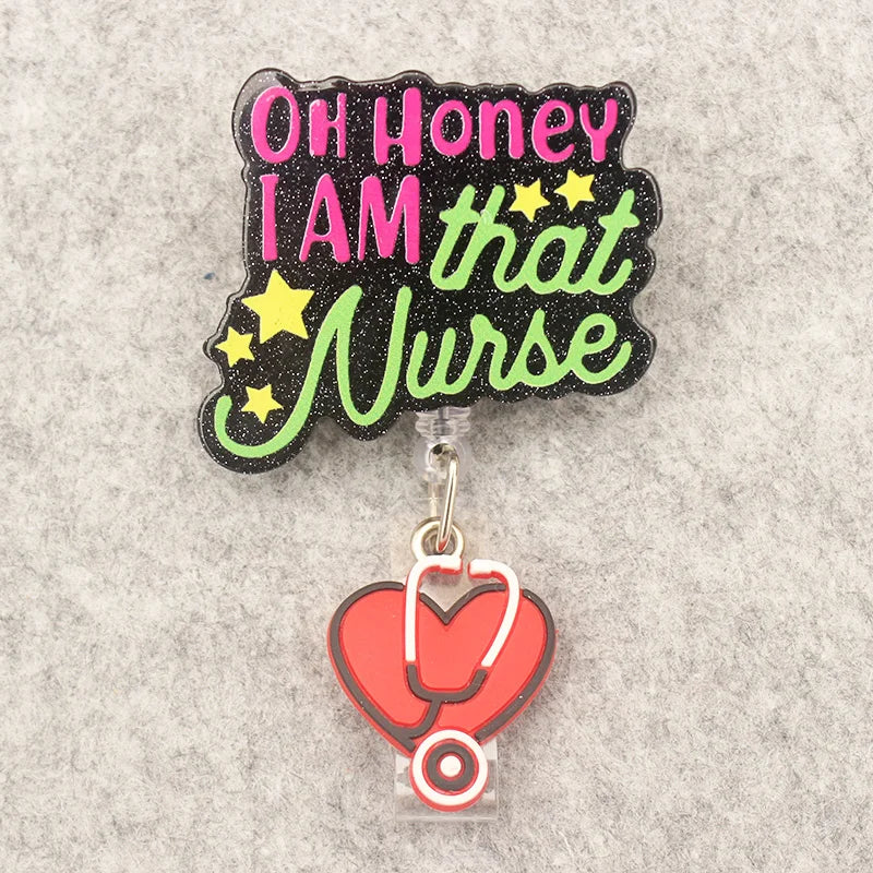 Cartoon Uterus And Brain Doctor Nurse Style Rotate Clip Retractable Badge Reel Card Holder Exhibition Name Card Parts