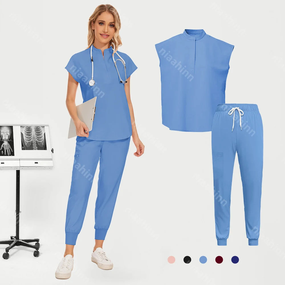 Unisex Doctor Medical Uniforms Men Women Nursing Clothes Beauty Costume Nursing Scrubs Sets Dentist Workwear Clinical Tops Pants