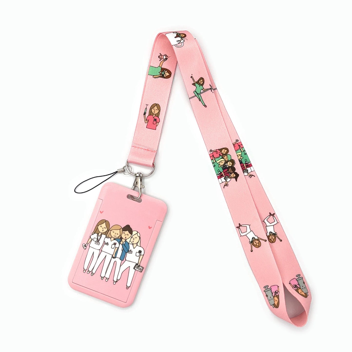 Nurse Life Lanyard Credit Card Holder Neck Strap Cartoon Business Keychain Hang Rope ID Badge Holder Lariat Lasso