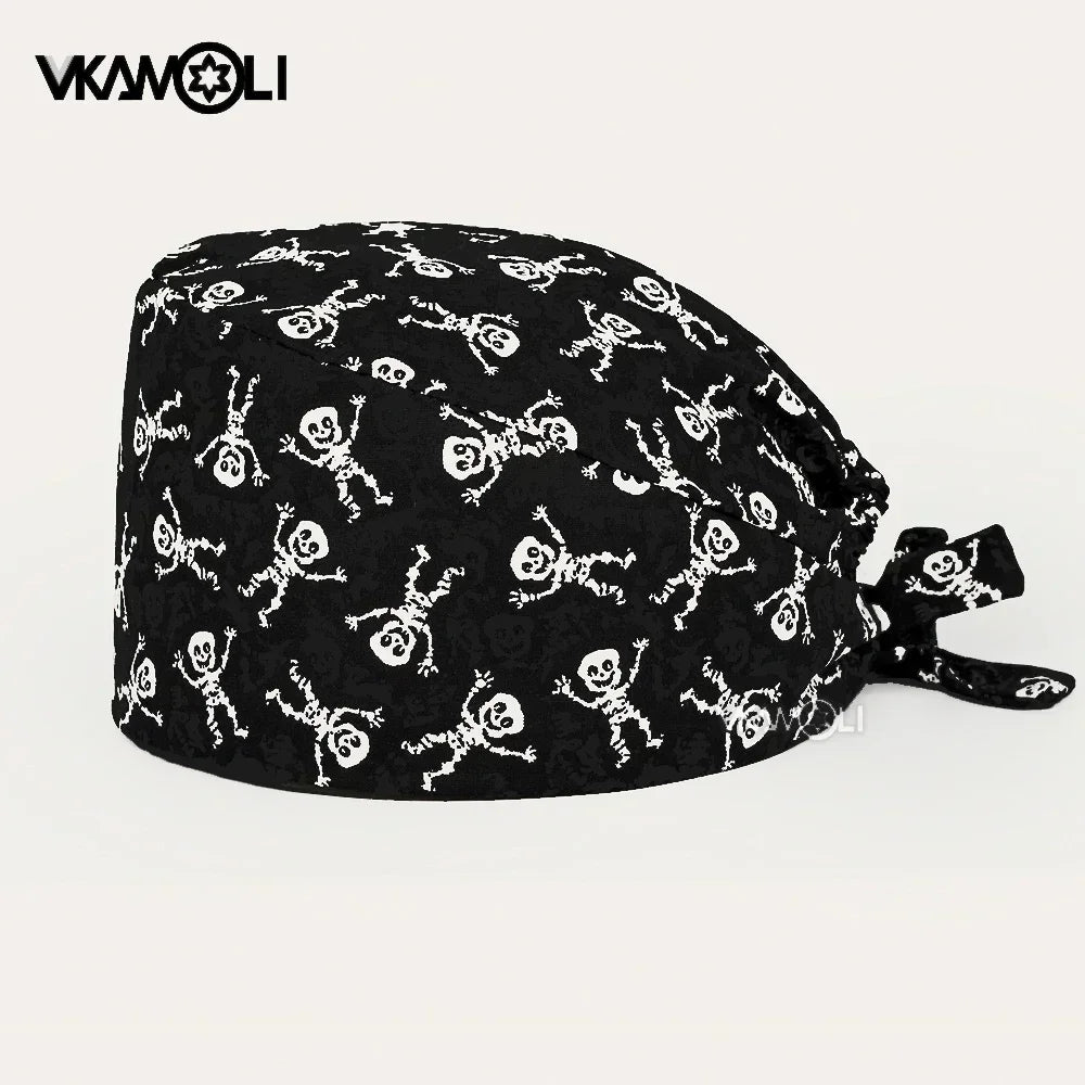 halloween print surgical caps woman and man medical scrubs cap skull print surgery cap shop lab beauty work accessories