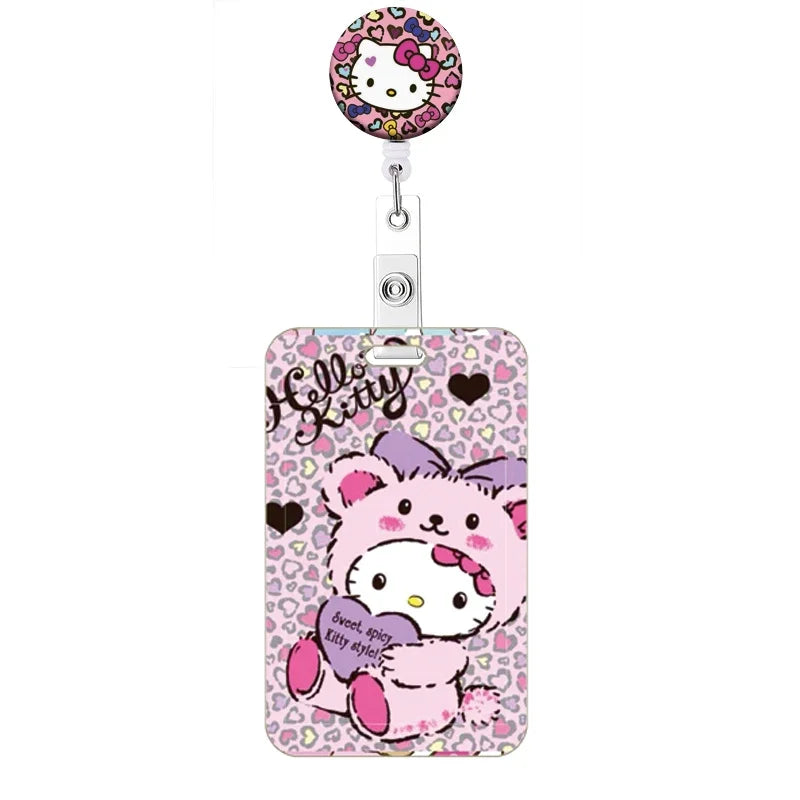 Cartoon Hello Kitty Retractable Clip ID Card Holder Women Door Badge Reel Yoyo Girls Cardholders Nurse Hang Credential Buckle