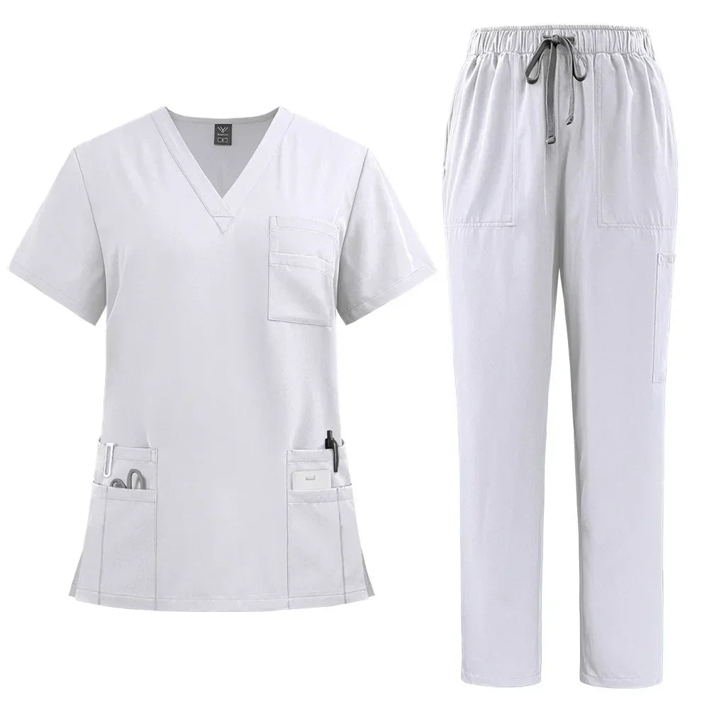 Classic New Nurse Scrubs Set Men Nurse Accessories Medical Uniform Surgical Dental Clinical Top Pants Lab Workwear Clothes