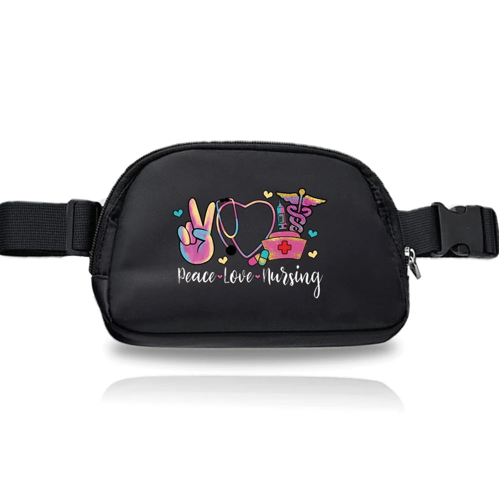 Waist Bag Zipper Fanny Pack Chest Bag Outdoor Sports Waterproof  Phone Organizer Printing Nurse Series Women's Crossbody Bags