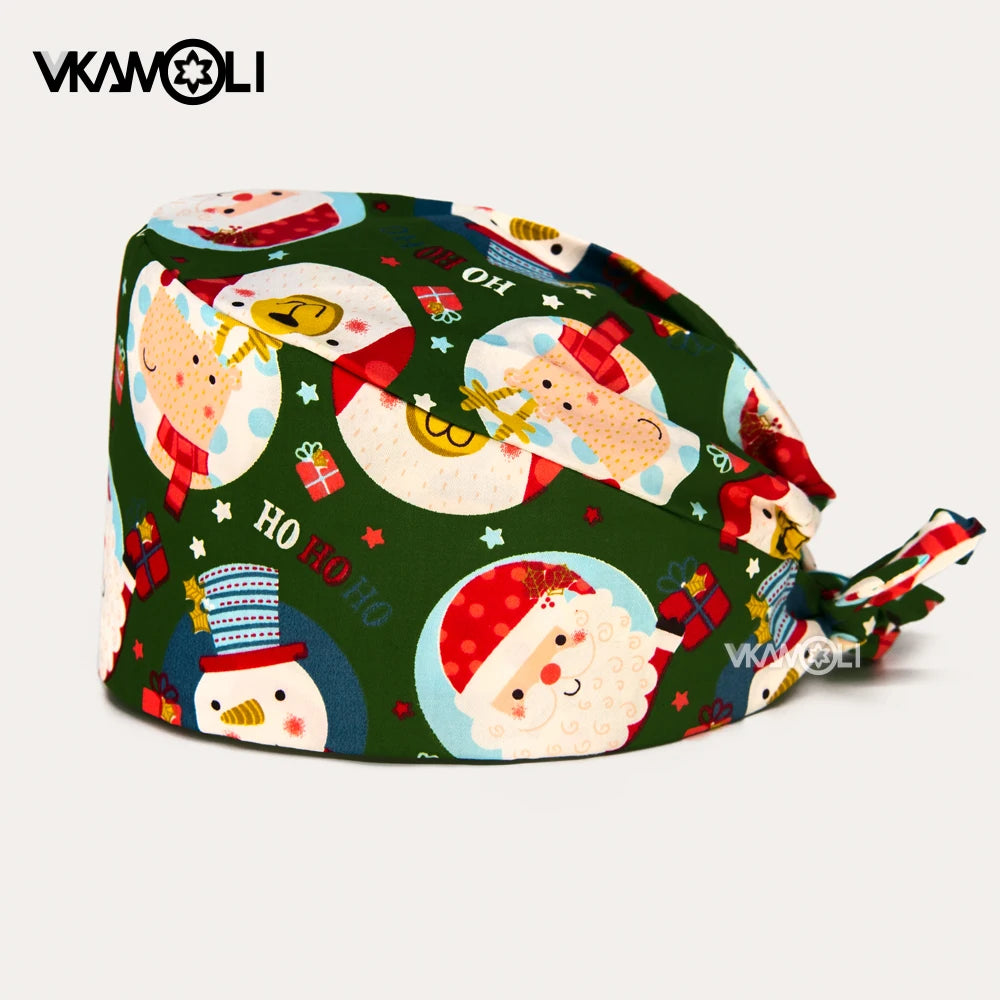 wholesale Cartoon scrub cap Christmas Gift For Doctor nurse New Year Supplies medical accessories Health service work Caps