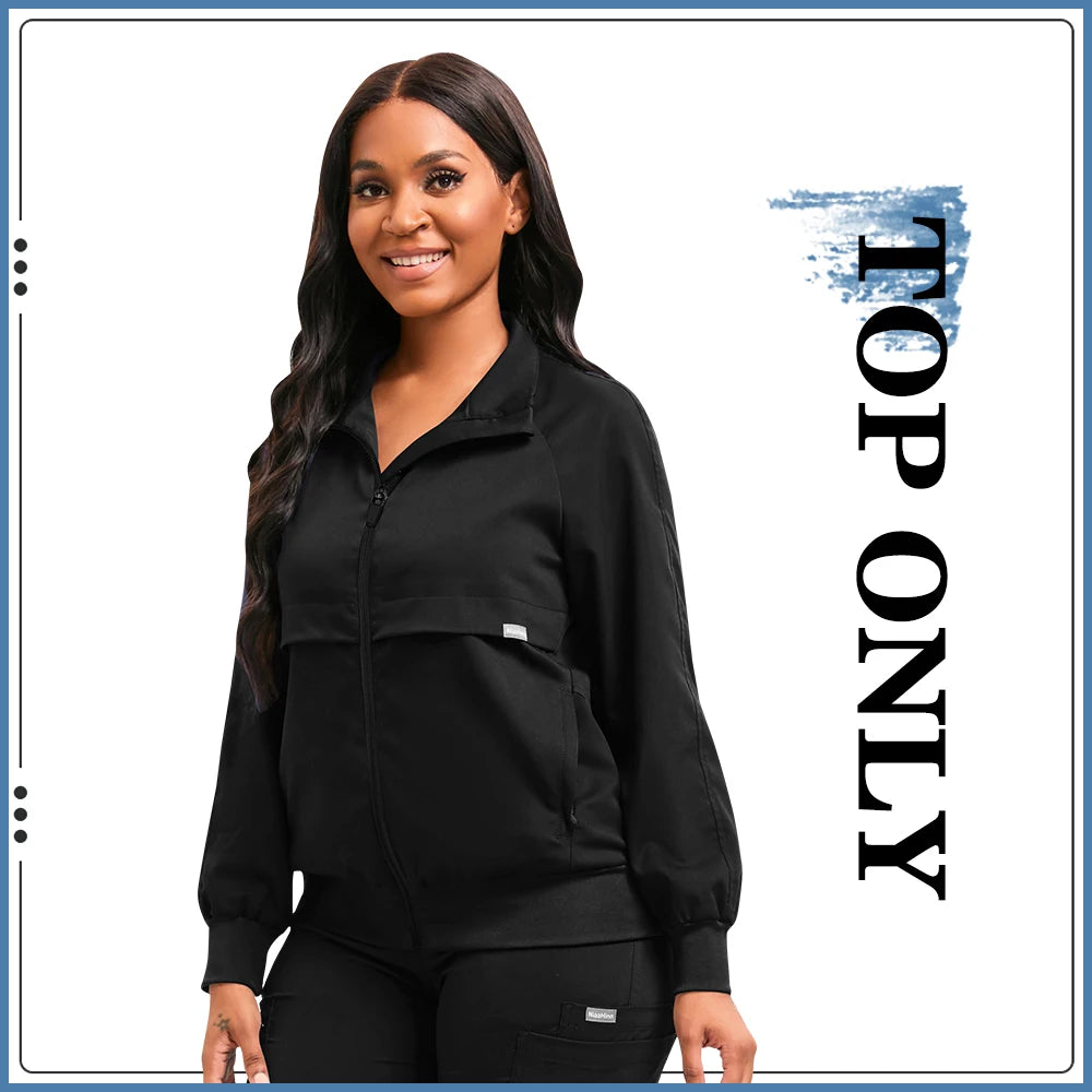 Scrubs Medical Uniform Women Long Sleeved Jacket High-quality Hospital Accessories Unisex Nurse Doctor Dentist Workwear Overcoat