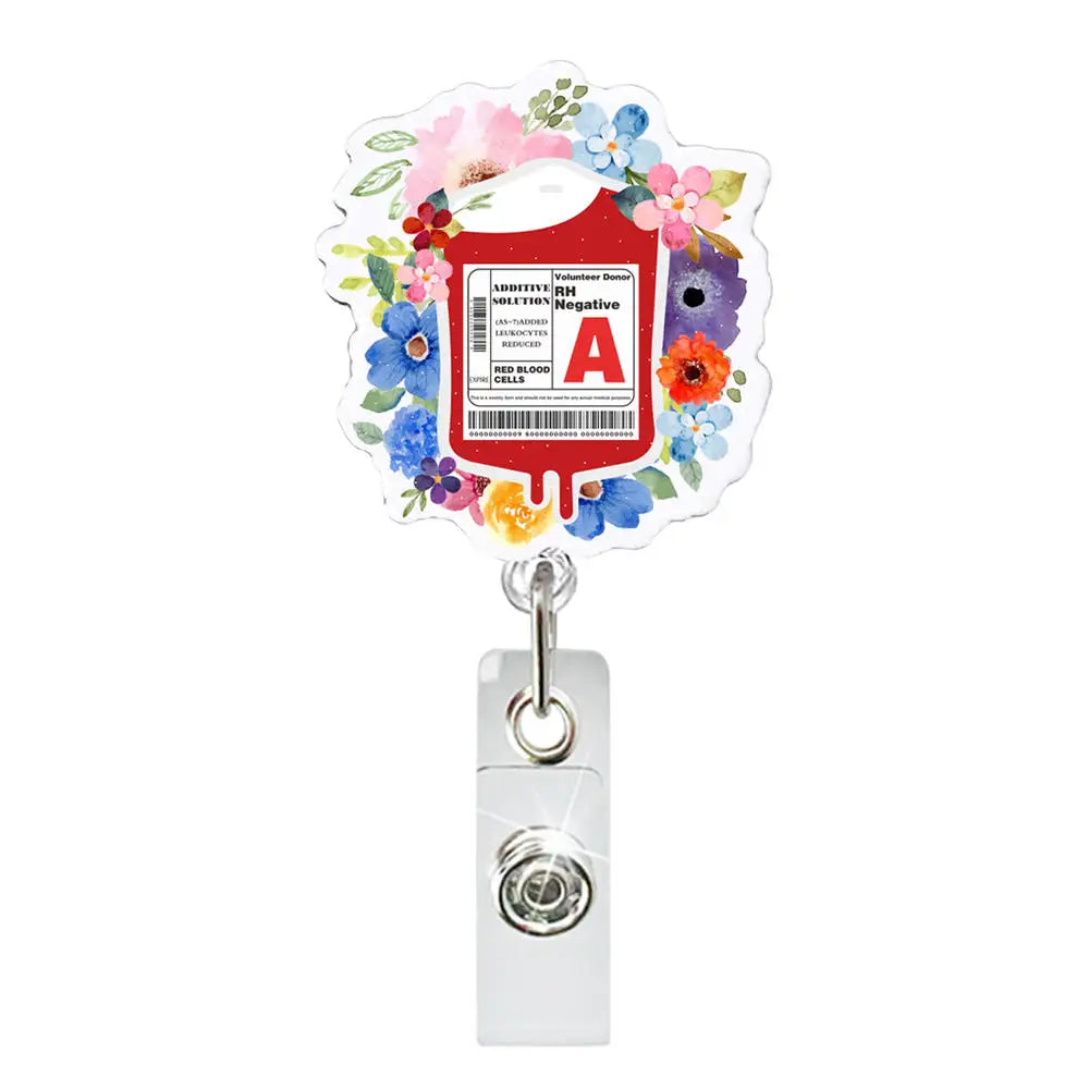 Quicksand Blood Type Bag Badge Reels Retractable Badge Holder Nurse Doctor Id/Ic Work Card Holder Badge Clip Office Supplies