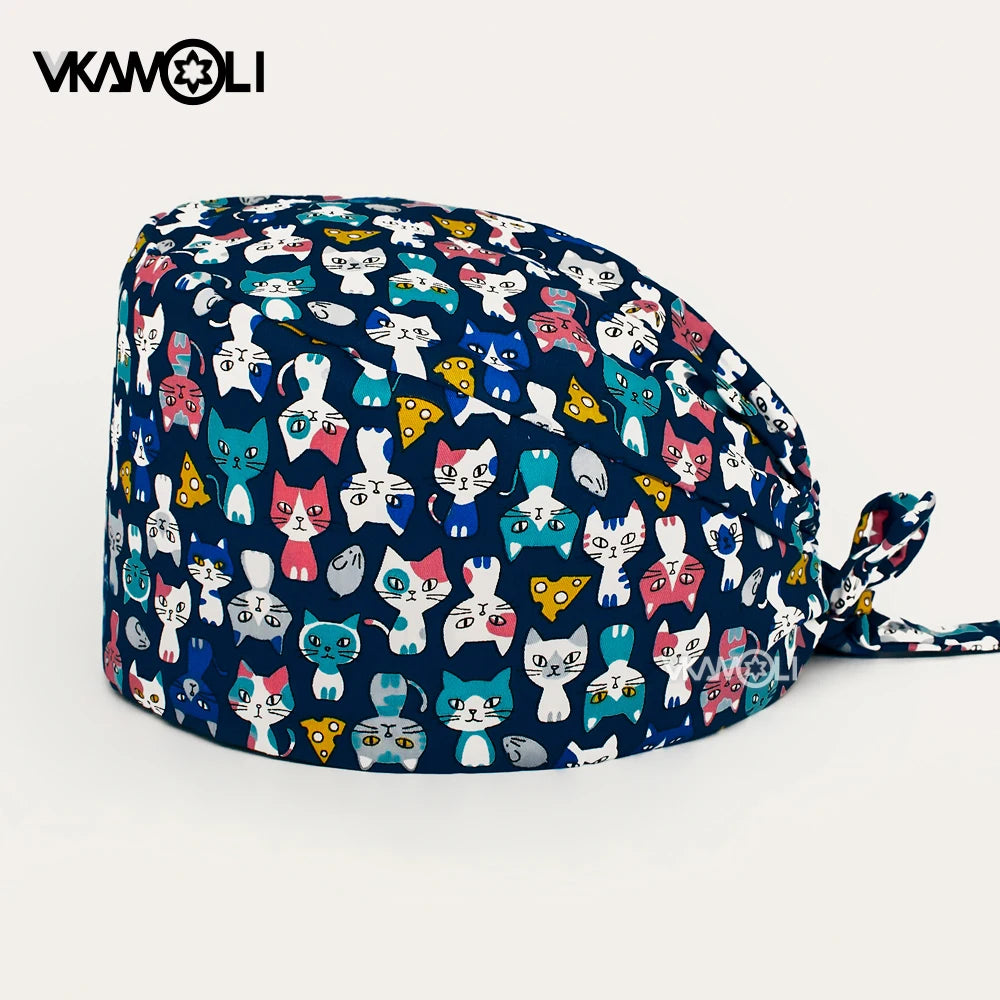 Cute animal print women Scrubs Caps Pet shop Work Scrubs Breathable Lab scrub hat nursing hat wholesale nurseshair hats