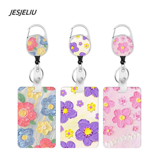 JESJELIU Nurse Chest Badge Reel Clip Holder Oil Painting Doctor Work ID Card Display Protective Case Cover Keychains Accessories