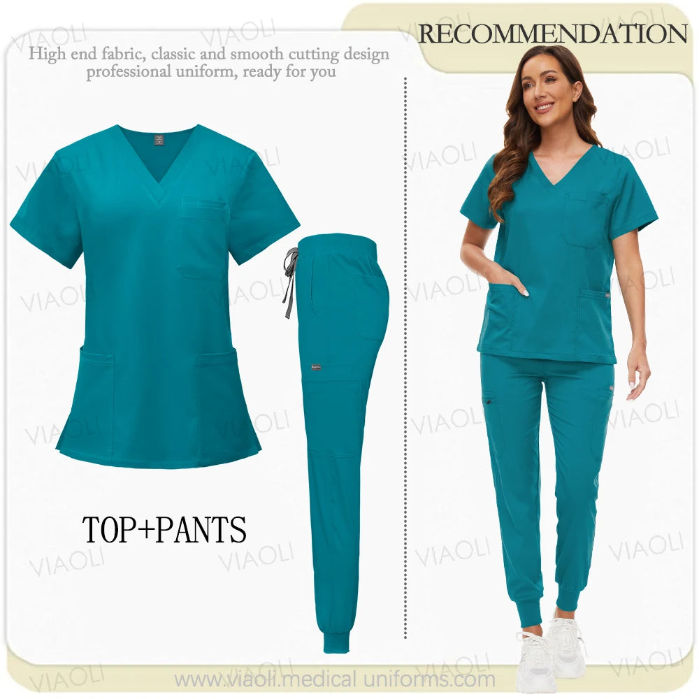 Unisex Medical Uniforms Men Women Nursing Clothes Beauty Costume Nurse Scrubs Sets Doctor Dentist Workwear Clinical Tops Pants