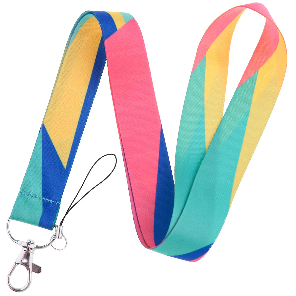 Ransitute R2809 DIY Minimalist Pattern Patchwork ID Card Holder Bus Card Holder Staff Card Lanyard For Keys Phone DIY Hang Rope