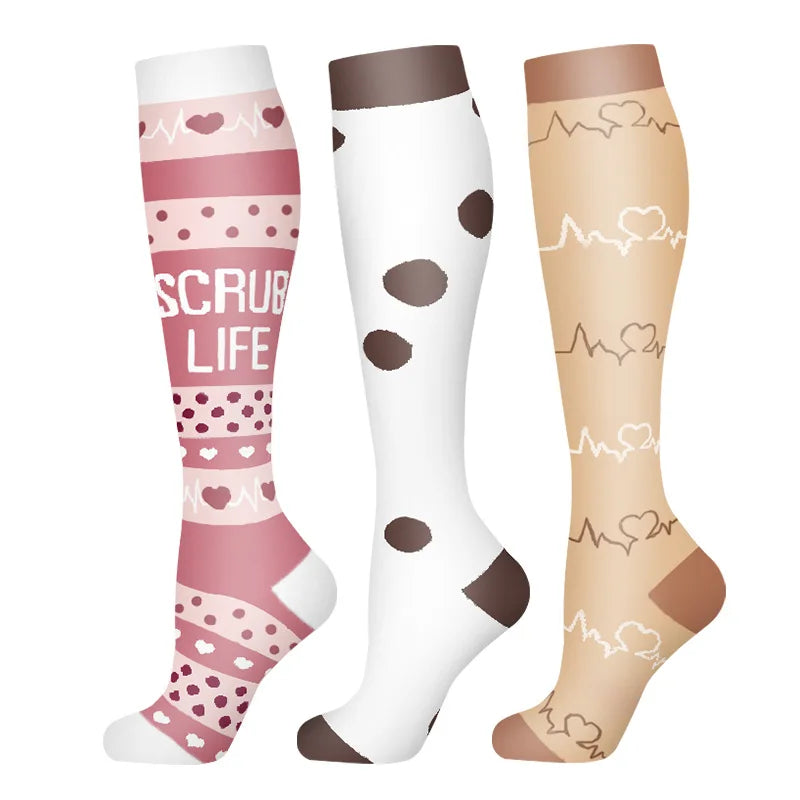 3/6Pairs Compression Socks Outdoor Sports Riding Compress Stretch Stockings Nurse Calf Pressure Leg Socks Swollen Varicose Veins