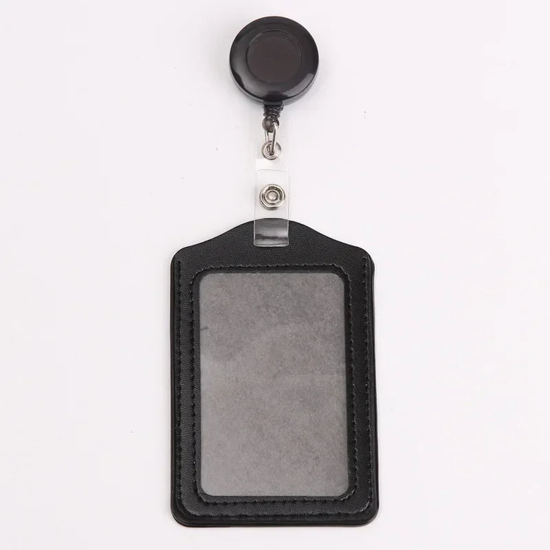 Women Men Student Retractable Badge Reel ID Card Holder Cover Case Nurse Badge Lanyards Fashion PU Leather Card Holders Set