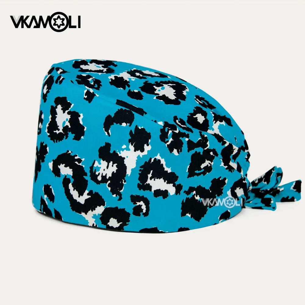 Fashion leopard print Scrubs hat accesorios medicos scrub caps Health service Workers cap nurse accessories surgery cap women