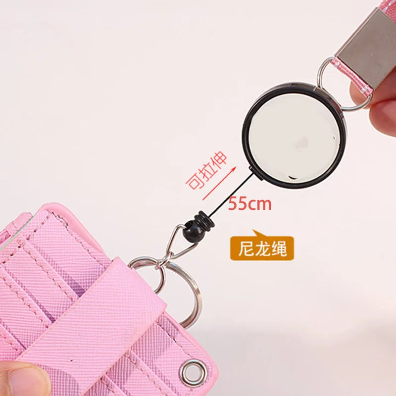 Unisex 5 Bits Badge Reel Business Named Card Holder Identity Lanyard PU Neck Strap Card Bus ID IC Holders With Coin Purse