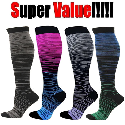 Pressure Socks Striped Gradient Compression Stockings for Men and Women Compression Socks for Cycling Sport