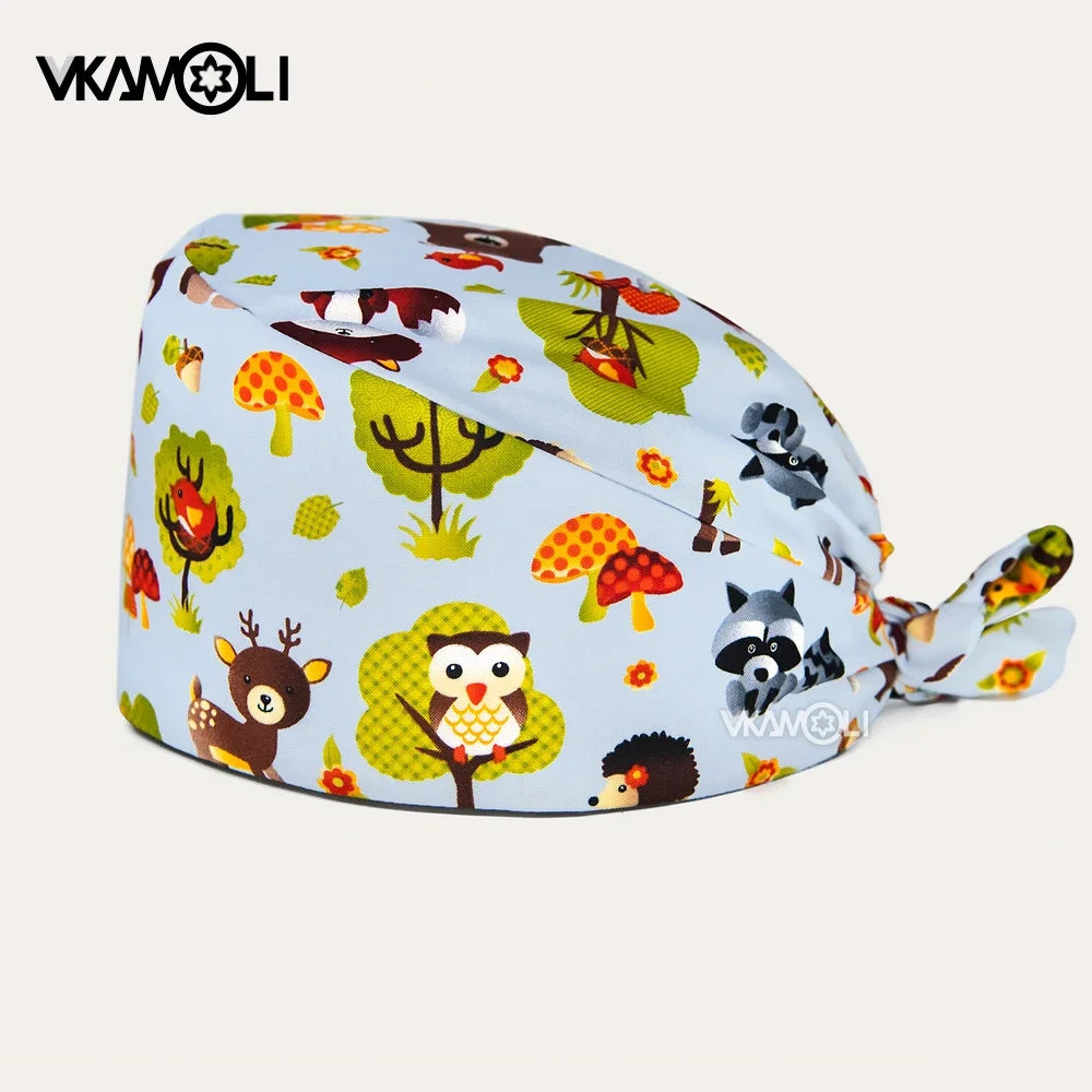 Fashion leopard print Scrubs hat accesorios medicos scrub caps Health service Workers cap nurse accessories surgery cap women