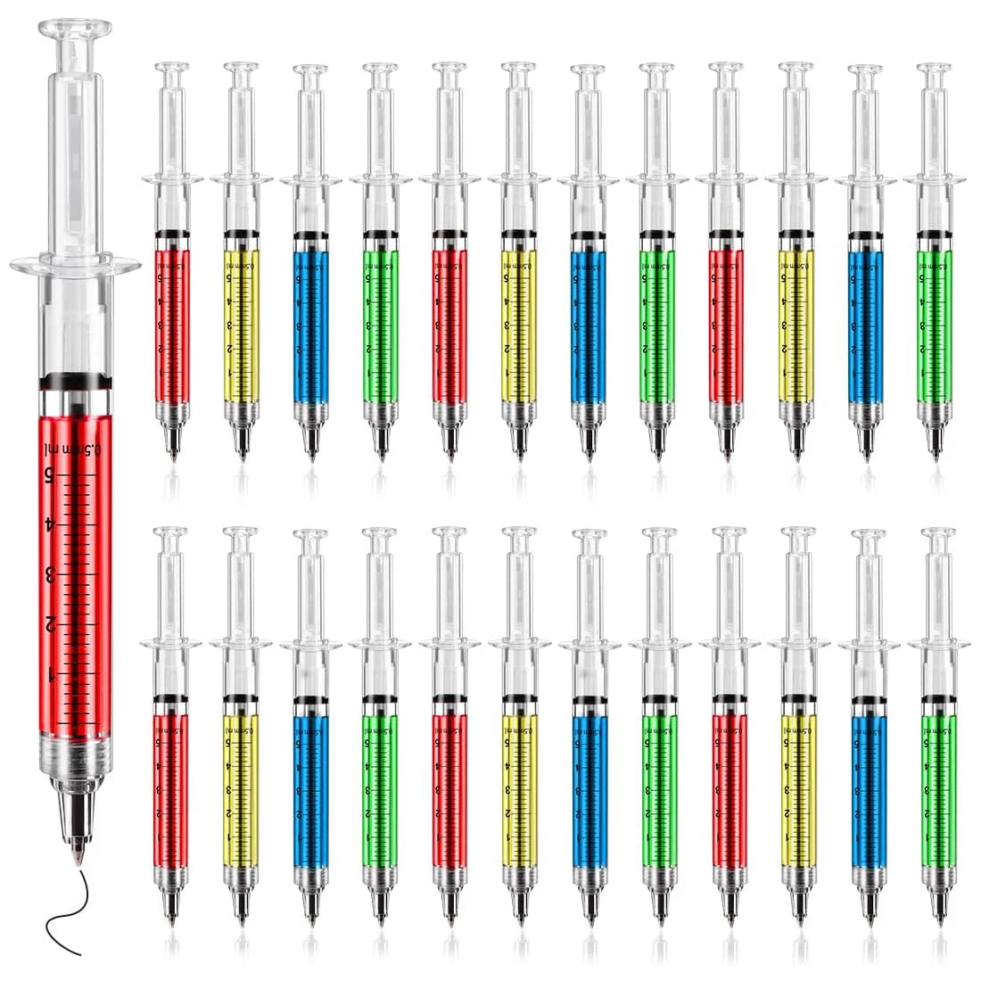 12Pcs Syringe Pens,Retractable Fun Multi Color Novelty Pen for Nurses,Writes in Black Ink,Nursing Student School Supplies