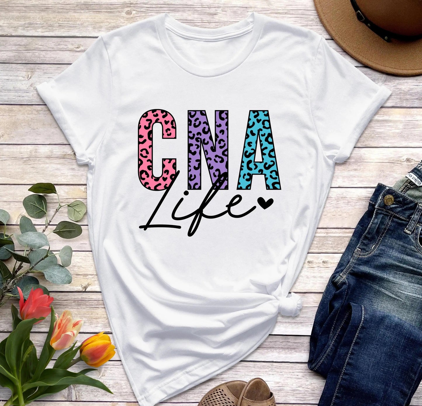 Leopard Cna Life T Shirt Definition Certified Nursing Assistant Funny Graduation School