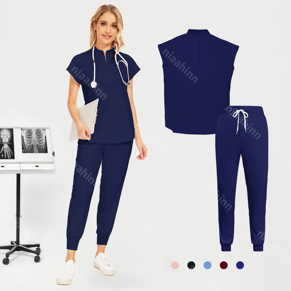 Unisex Doctor Medical Uniforms Men Women Nursing Clothes Beauty Costume Nursing Scrubs Sets Dentist Workwear Clinical Tops Pants