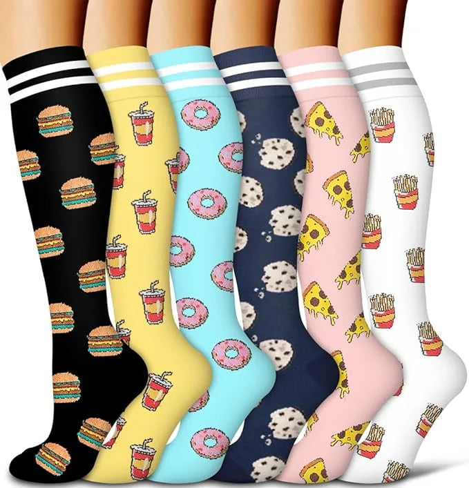 Animal Fruit Compression Socks for Men Women Running Nurse Compression Socks Nurses Sport 6 PAIRS Ladies Lady Womens Running