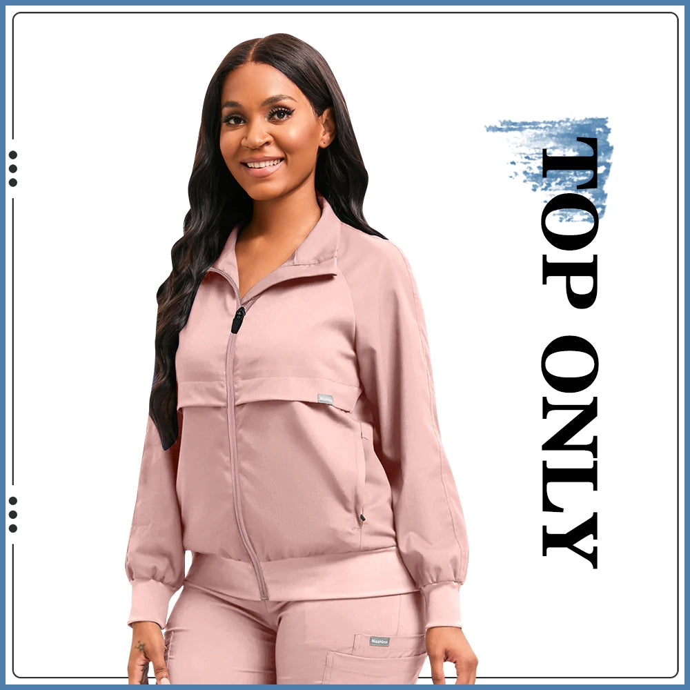 Scrubs Medical Uniform Women Long Sleeved Jacket High-quality Hospital Accessories Unisex Nurse Doctor Dentist Workwear Overcoat