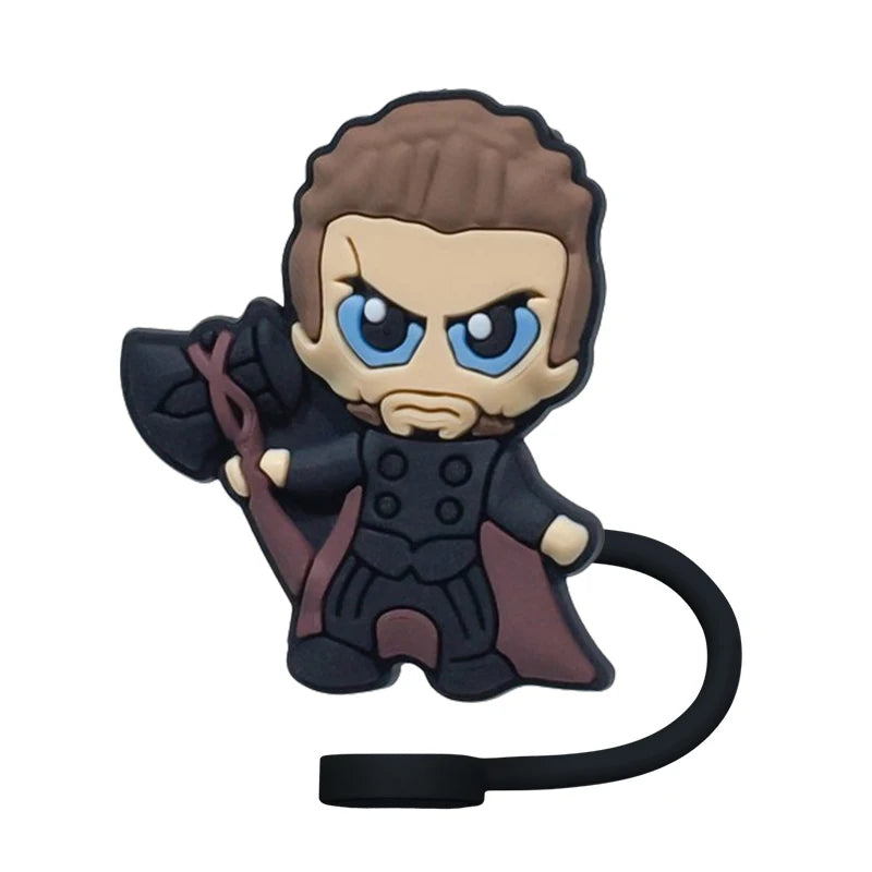 Hot Toys The Avengers SuperHero 10MM Straw Cover Cap Straw Plug Splash Proof Drinking Cup Straw Accessories Home Party Gift