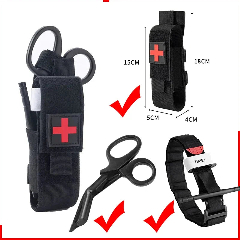 Tactical Military First Aid Kit, Tourniquet,  Survival Set, Pouch Nursing Holder, Medical Gear, Scissors Bag, Outdoor Equipment