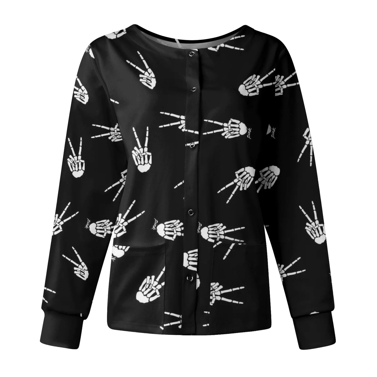 Long sleeve Cartoon Ladies Love Print V-neck Carer Top Women Fashion Tops Beauty Salon Healthcare Working Uniform Blouse Shirt