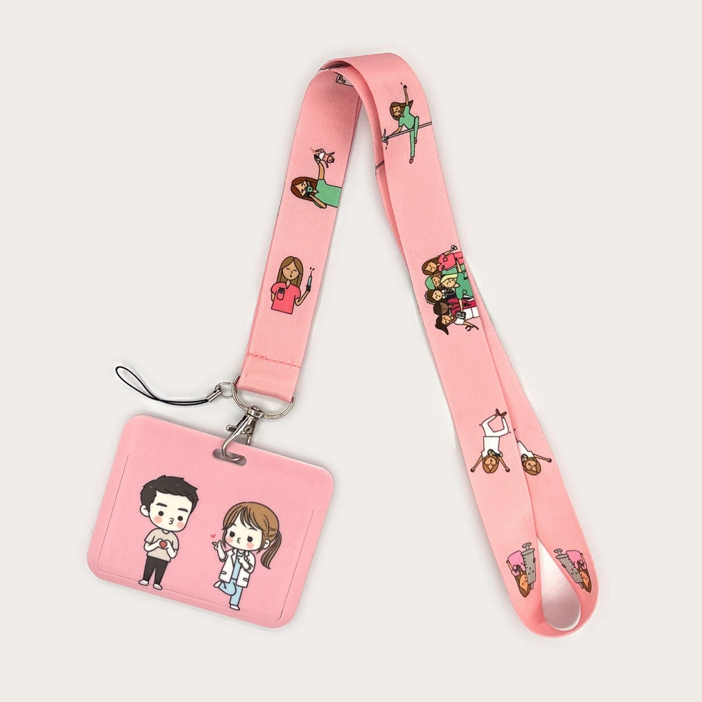 Nurse Life Lanyard Credit Card Holder Neck Strap Cartoon Business Keychain Hang Rope ID Badge Holder Lariat Lasso