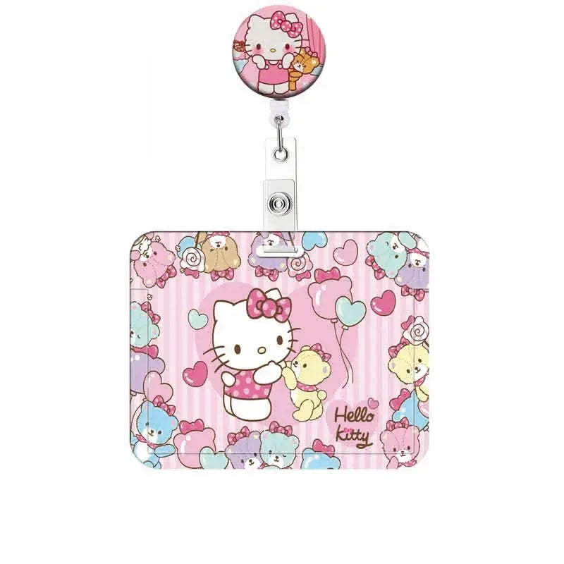 Cartoon Hello Kitty Retractable Clip ID Card Holder Women Door Badge Reel Yoyo Girls Cardholders Nurse Hang Credential Buckle