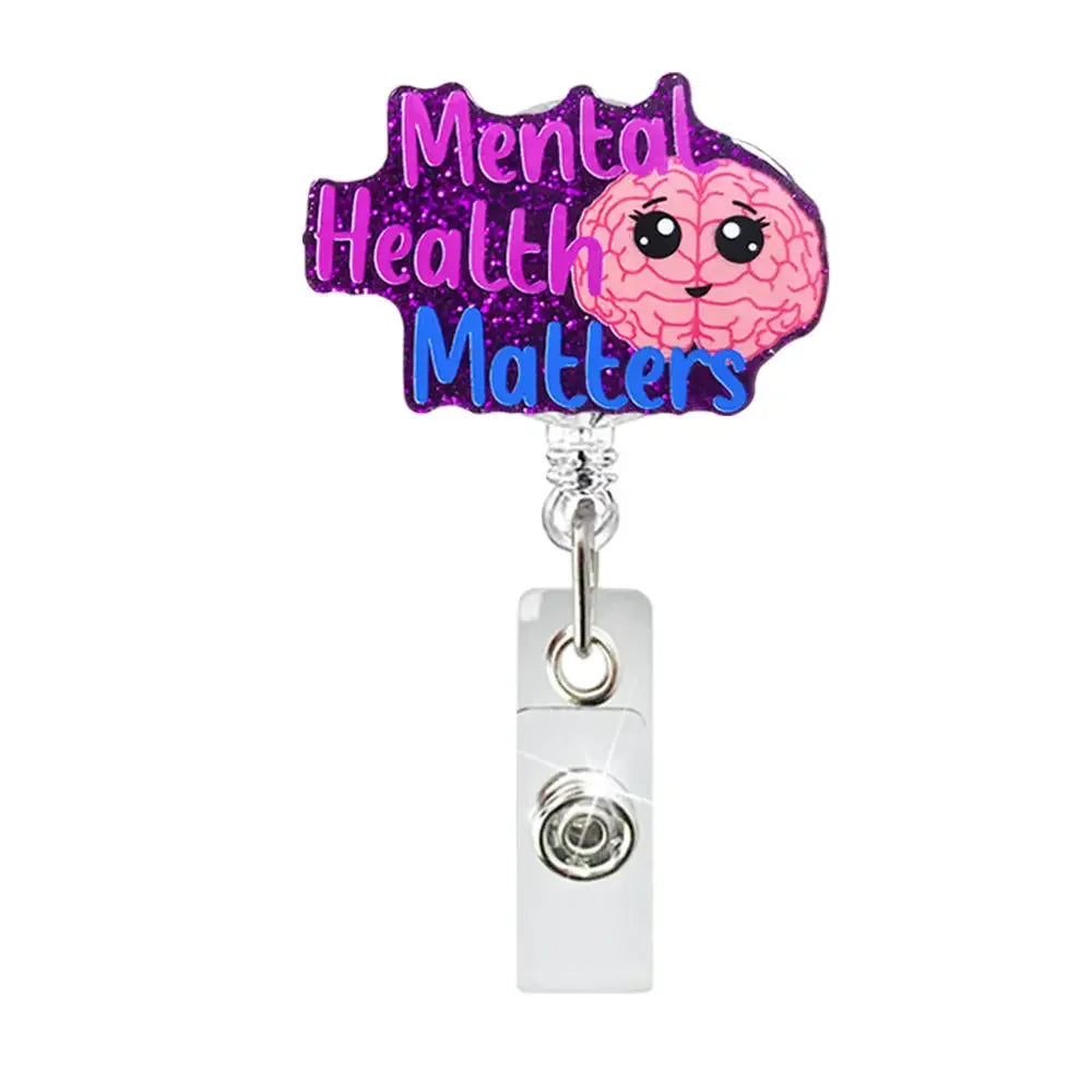 Medical Care Heart Lungs Brain Acrylic Nurse Badge Reel Retractable Id Badge Holder With 360 Rotating Alligator Clip Name Holder