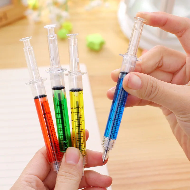 12Pcs Syringe Pens,Retractable Fun Multi Color Novelty Pen for Nurses,Writes in Black Ink,Nursing Student School Supplies