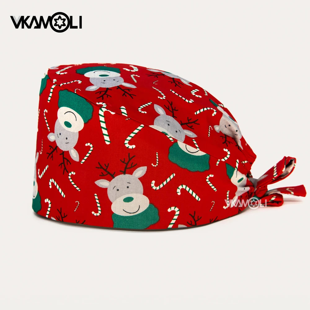 wholesale Cartoon scrub cap Christmas Gift For Doctor nurse New Year Supplies medical accessories Health service work Caps