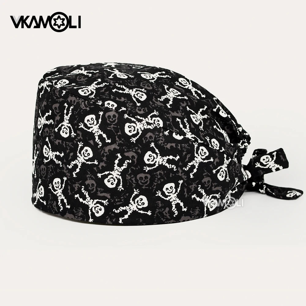 Skull pattern Scrubs hat Wholesale Fashion Breathable Scrub Cap Unisex Health service Workers adjustable caps nursing hat