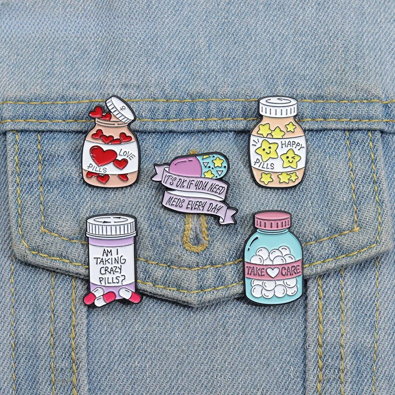 Medical Items Collectibles Enamel Pin Custom Cartoon Capsule Pills Syringe Scalpel Badge Lapel Brooch Jewelry Gift For Friends