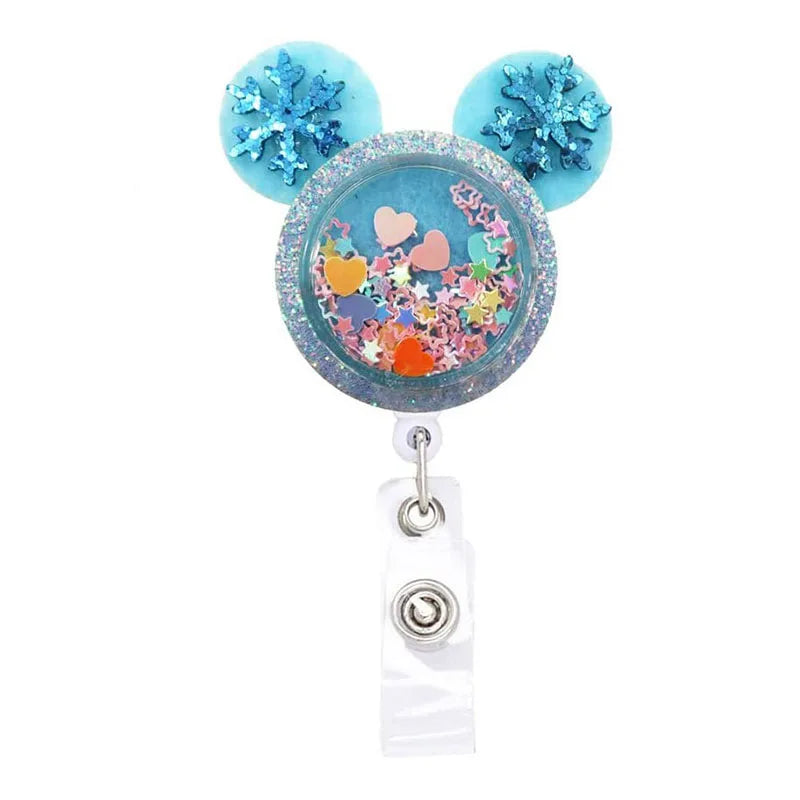 Cartoon Mouse Merry Christmas Style Badge Reel Nurse Workers Enfermera ID Holder Retractable Name Card Holder Accessory