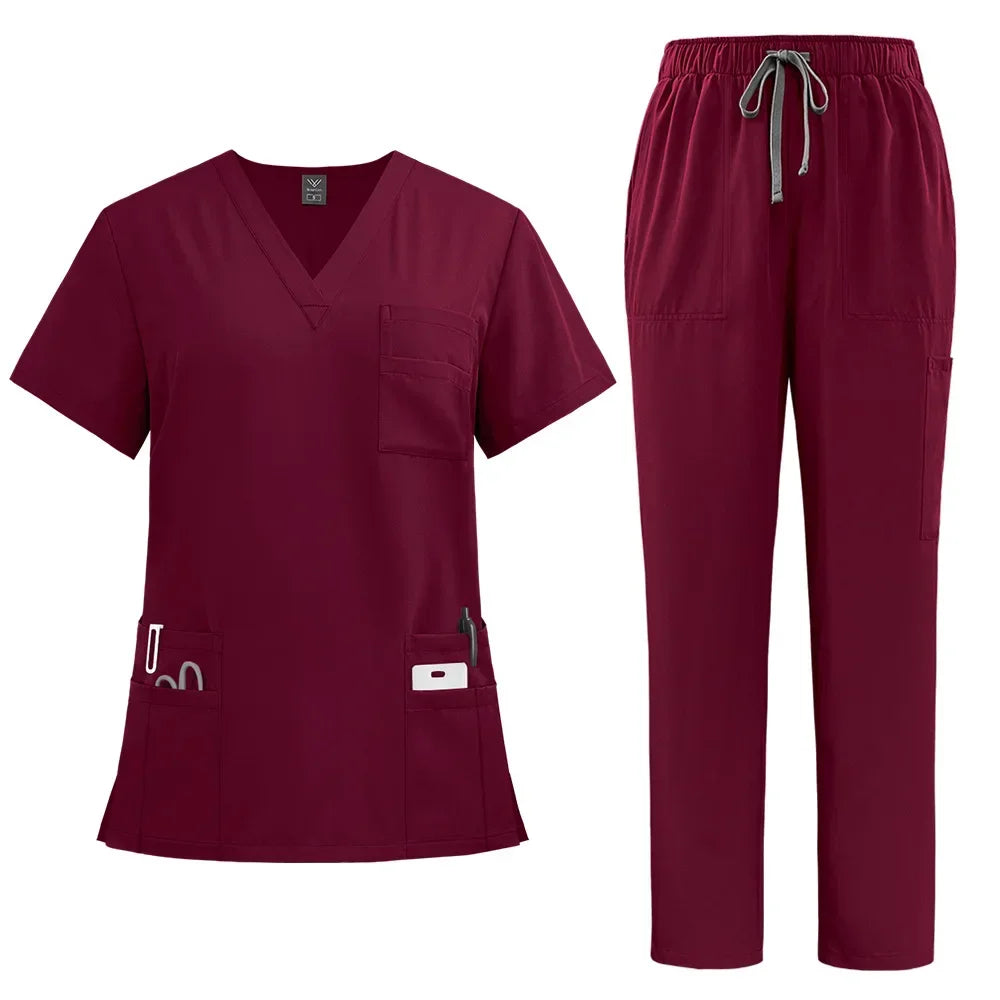 Classic New Nurse Scrubs Set Men Nurse Accessories Medical Uniform Surgical Dental Clinical Top Pants Lab Workwear Clothes