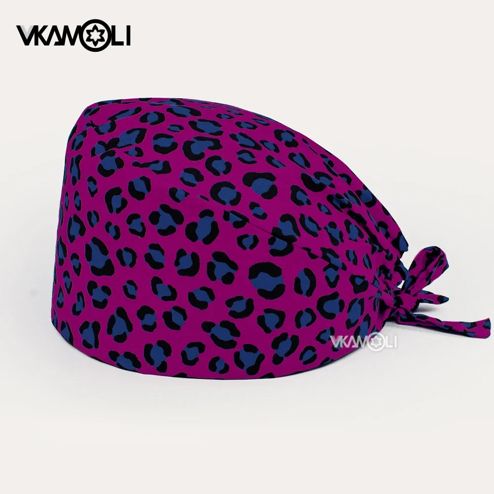 Fashion leopard print Scrubs hat accesorios medicos scrub caps Health service Workers cap nurse accessories surgery cap women