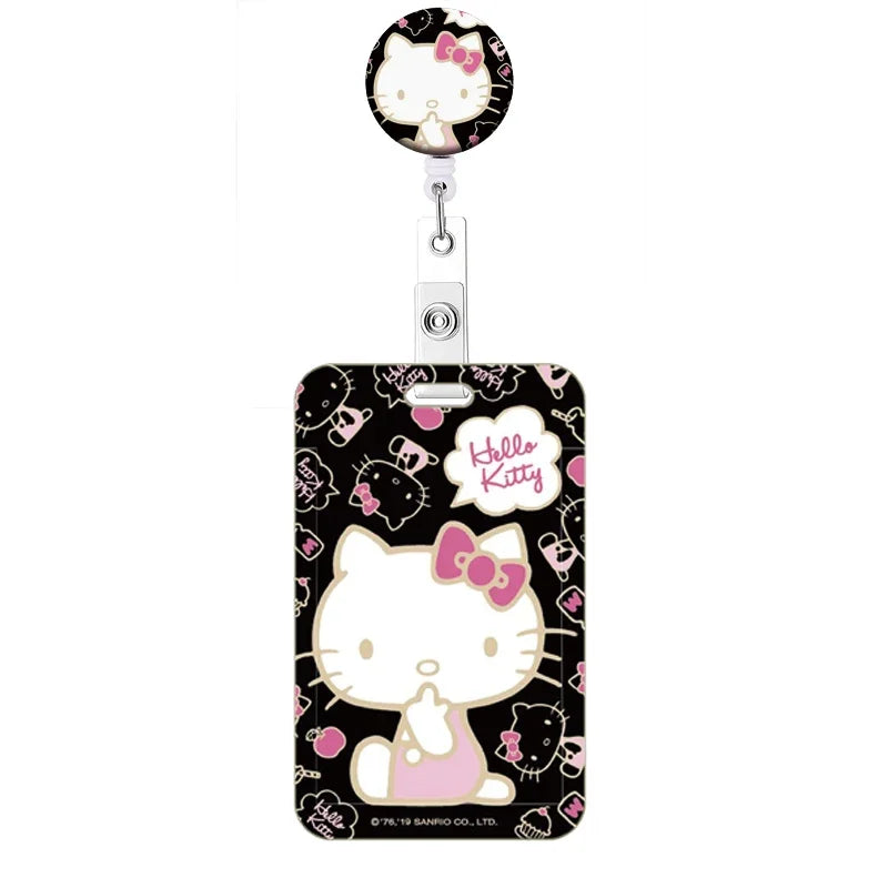 Cartoon Hello Kitty Retractable Clip ID Card Holder Women Door Badge Reel Yoyo Girls Cardholders Nurse Hang Credential Buckle