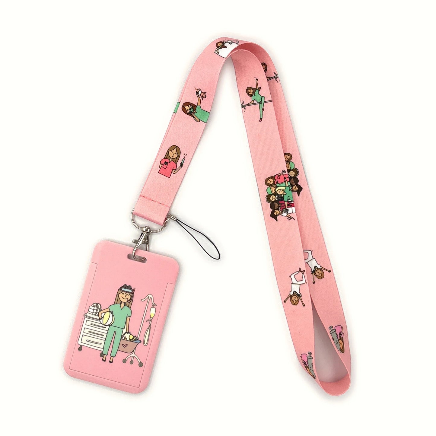 Nurse Life Lanyard Credit Card Holder Neck Strap Cartoon Business Keychain Hang Rope ID Badge Holder Lariat Lasso